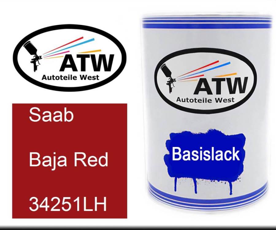 Saab, Baja Red, 34251LH: 500ml Lackdose, von ATW Autoteile West.